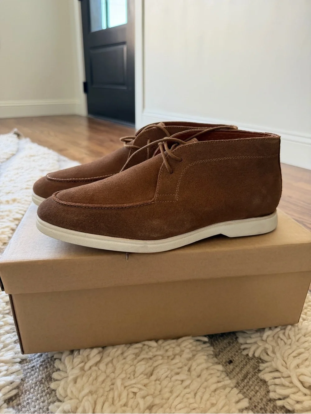 Men's Brown Genuine Suede Chukka Boots Lace-Up